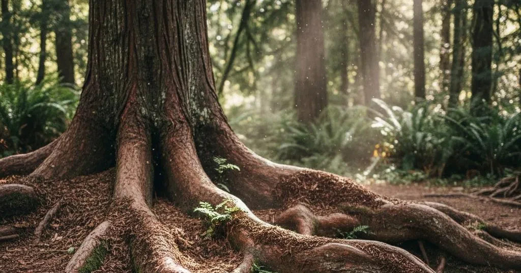 Exposed tree roots rising above lawn in Mount Vernon, WA