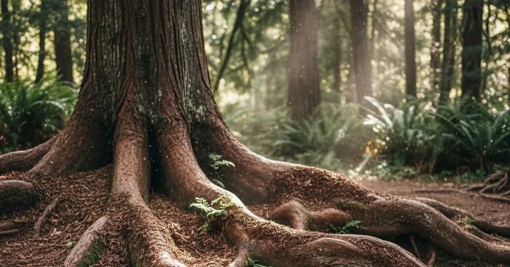 Exposed tree roots rising above lawn in Mount Vernon, WA