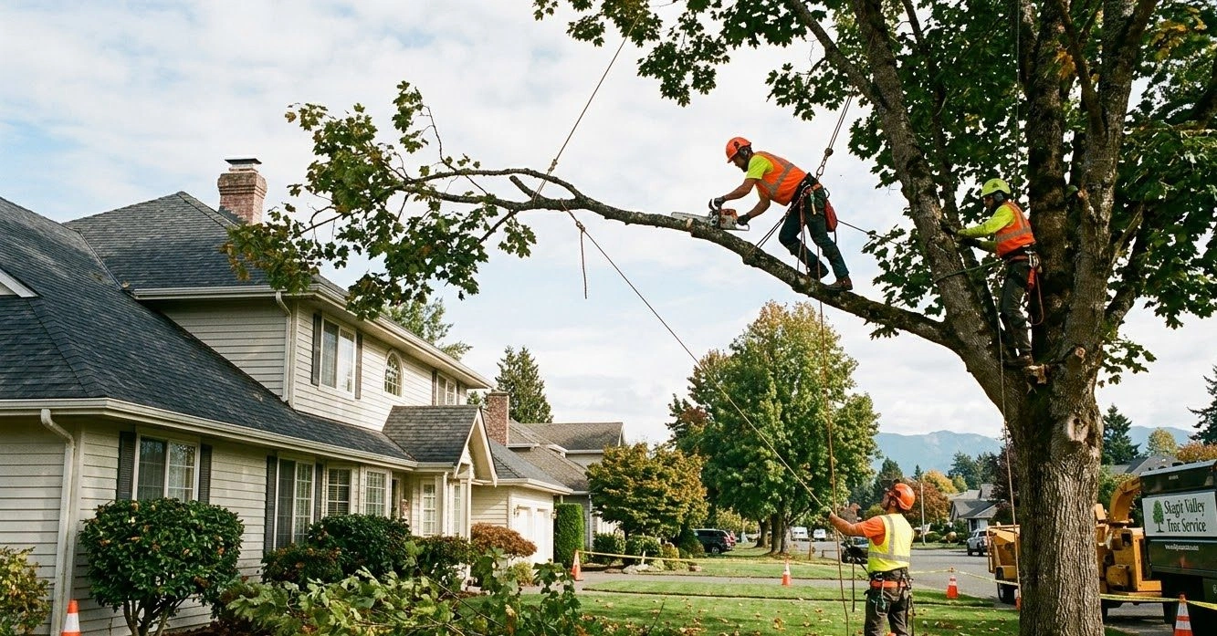 Tree limb removal in Mount Vernon, WA, to prevent property damage and improve tree health